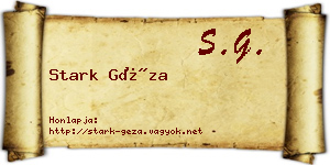 Stark Géza névjegykártya